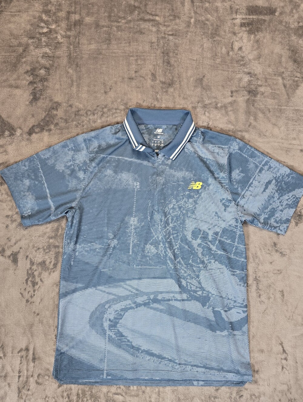 New Balance US Open Pro Issued Tournament Tennis Polo Size Medium Blue 1/4 Zip